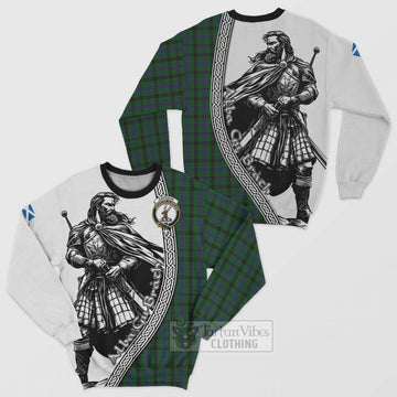 Davidson Tartan Clan Crest Sweatshirt with Highlander Warrior Celtic Style Unisex - Tartan Vibes Clothing
