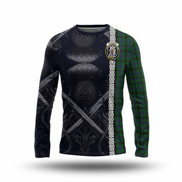 Davidson Tartan Long Sleeve T-Shirt with Family Crest Cross Sword Thistle Celtic Vibes