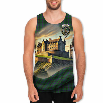 Davidson Tartan Family Crest Men's Tank Top with Scottish Ancient Castle Style Men - Tartan Vibes Clothing