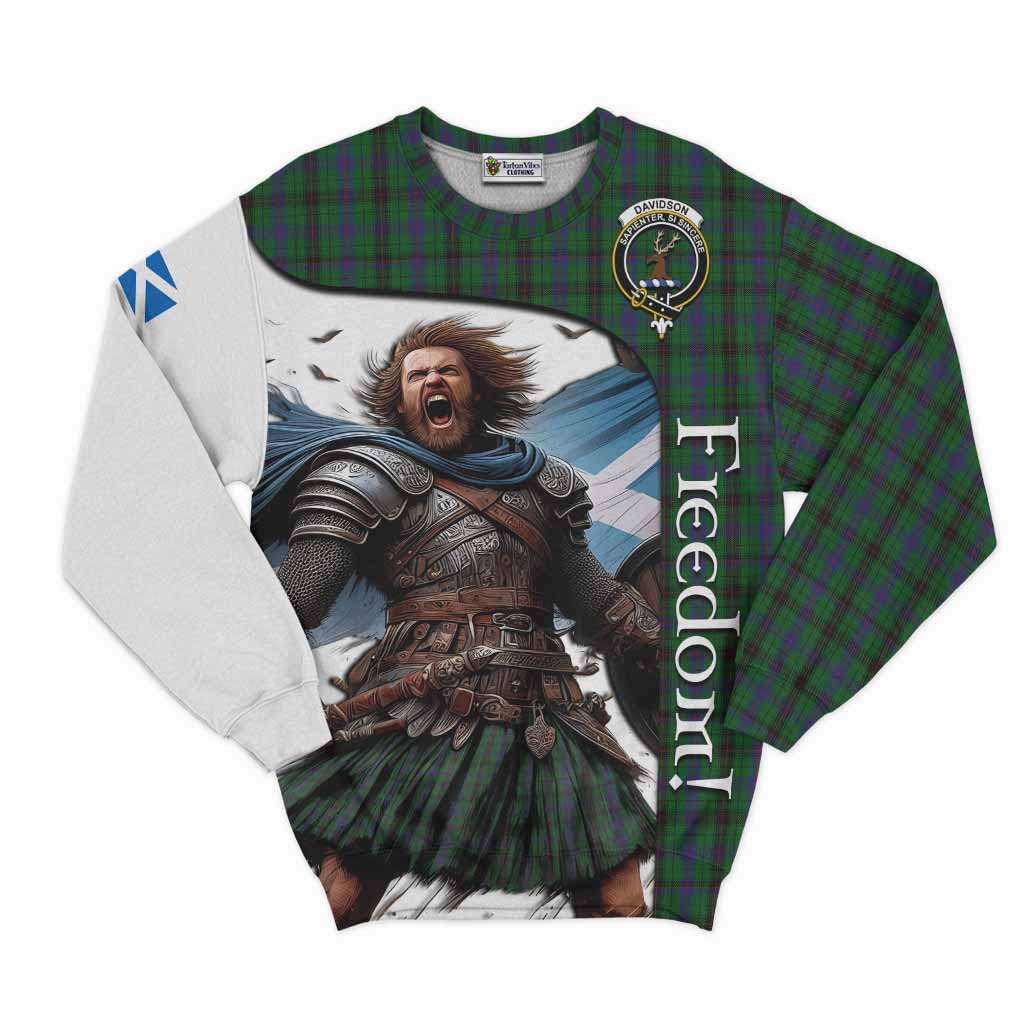 Tartan Vibes Clothing Davidson Crest Tartan Sweatshirt Inspired by the Freedom of Scottish Warrior