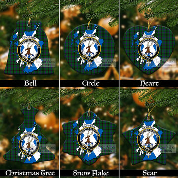 Davidson Tartan Christmas Ornament with Family Crest and Scotland Map