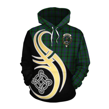 Davidson Tartan Cotton Hoodie with Family Crest and Celtic Symbol Style