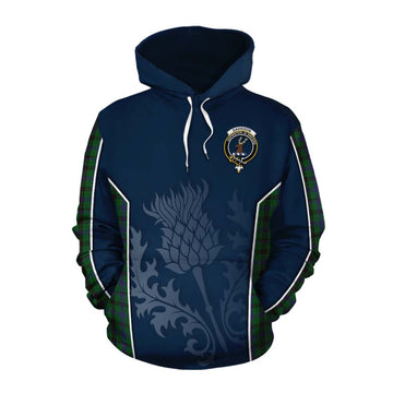 Davidson Tartan Cotton Hoodie with Family Crest and Scottish Thistle Vibes Sport Style