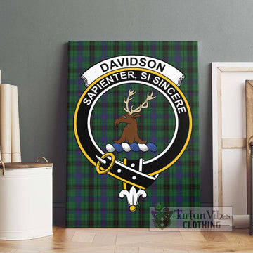 Davidson Tartan Canvas Print Wall Art with Family Crest