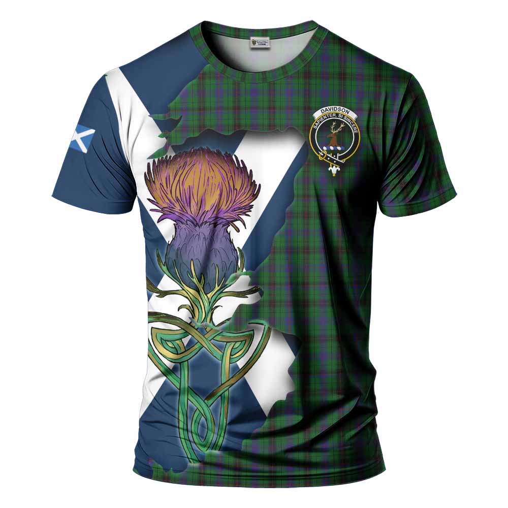 Davidson Tartan Family Crest T-Shirt Scottish Thistle Celtic Inspired Kid's Shirt - Tartan Vibes Clothing