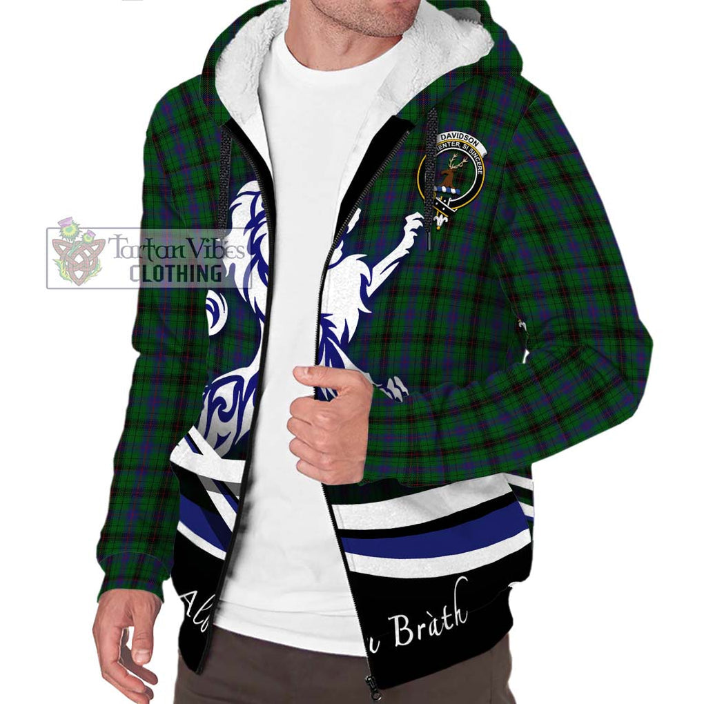 Davidson Tartan Sherpa Hoodie with Alba Gu Brath Regal Lion Emblem Unisex S - Tartan Vibes Clothing