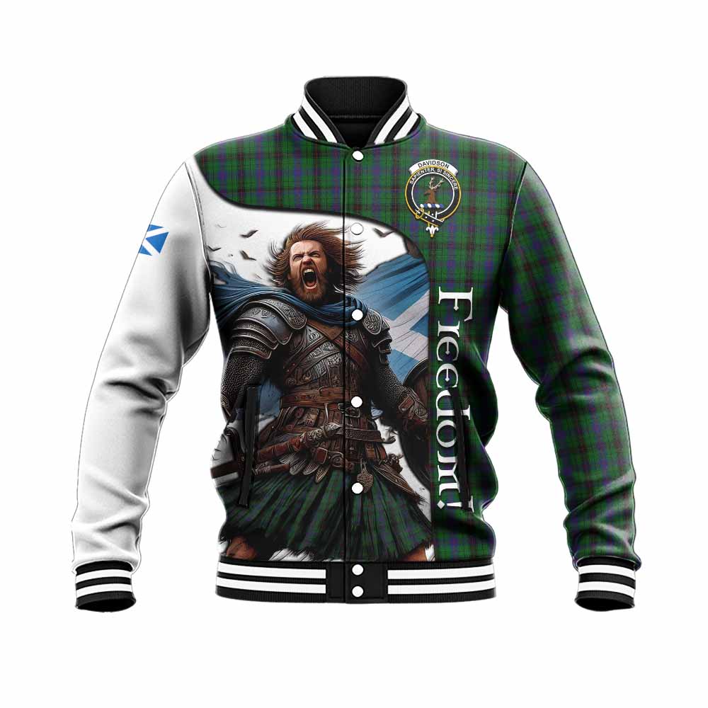 Tartan Vibes Clothing Davidson Crest Tartan Baseball Jacket Inspired by the Freedom of Scottish Warrior