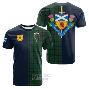 Davidson Tartan Cotton T-shirt Alba with Scottish Lion Royal Arm Half Style