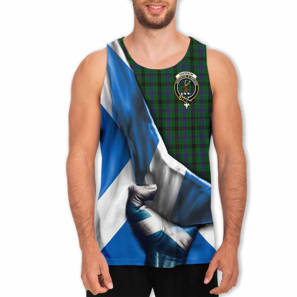 Davidson Tartan Men's Tank Top with Family Crest Scotland Patriotic Style Men - Tartan Vibes Clothing