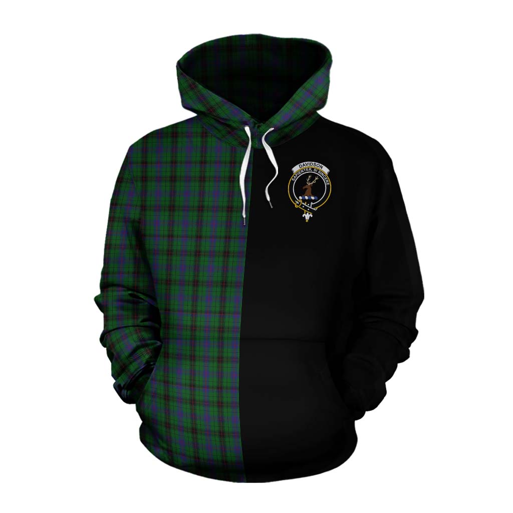 Tartan Vibes Clothing Davidson Tartan Cotton Hoodie with Family Crest and Half Of Me Style