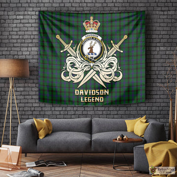 Davidson Tartan Tapestry with Clan Crest and the Golden Sword of Courageous Legacy