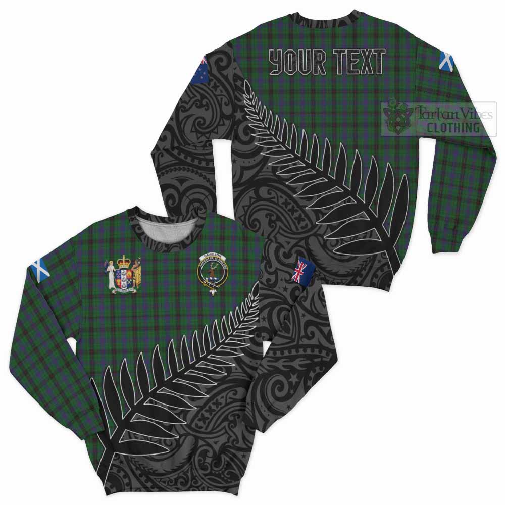 Tartan Vibes Clothing Davidson Crest Tartan Sweatshirt with New Zealand Silver Fern Half Style