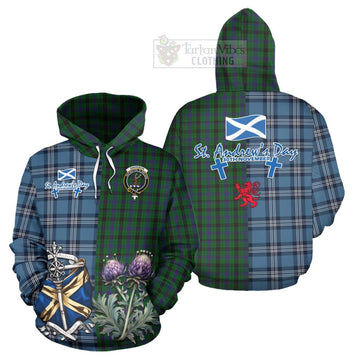 Davidson Tartan Hoodie Happy St. Andrew's Day Half Tartan Style