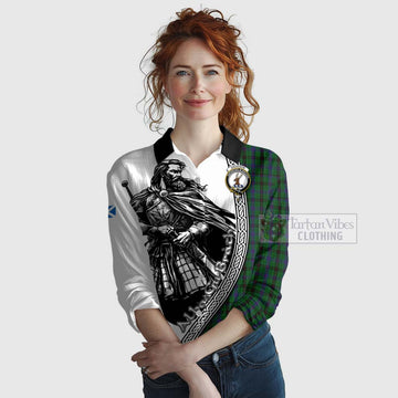 Davidson Tartan Clan Crest Women's Casual Shirt with Highlander Warrior Celtic Style