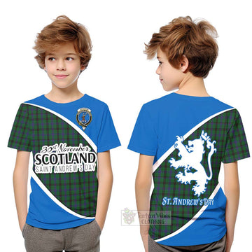 Davidson Family Crest Tartan Kid T-Shirt Celebrate Saint Andrew's Day in Style