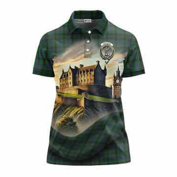 Davidson Tartan Family Crest Women's Polo Shirt with Scottish Ancient Castle Style Women - Tartan Vibes Clothing