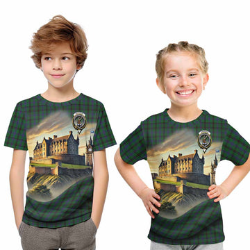 Davidson Tartan Family Crest Kid T-Shirt with Scottish Ancient Castle Style Youth XL Size14 - Tartan Vibes Clothing