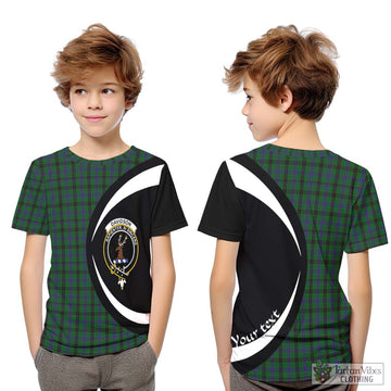 Davidson Tartan Kid T-Shirt with Family Crest Circle Style Youth XL Size14 - Tartan Vibes Clothing