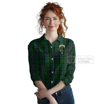 Davidson Tartan Women's Casual Shirt with Family Crest Celtic Skull Style