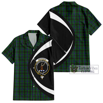 Davidson Tartan Short Sleeve Button Up with Family Crest Circle Style