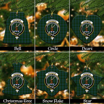 Davidson Tartan Christmas Ceramic Ornaments with Family Crest