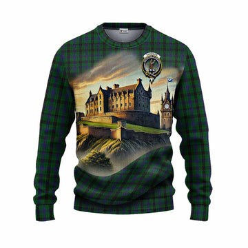 Davidson Tartan Family Crest Knitted Sweater with Scottish Ancient Castle Style Unisex - Tartan Vibes Clothing