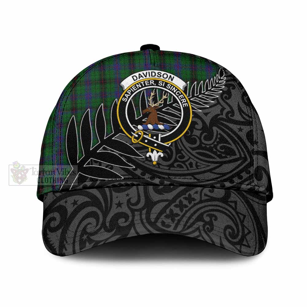 Tartan Vibes Clothing Davidson Tartan Classic Cap with New Zealand Silver Fern Half Style