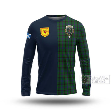 Davidson Tartan Long Sleeve T-Shirt Alba with Scottish Lion Royal Arm Half Style