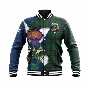 Davidson Tartan Family Crest Baseball Jacket Scottish Thistle Celtic Inspired Unisex - Tartan Vibes Clothing