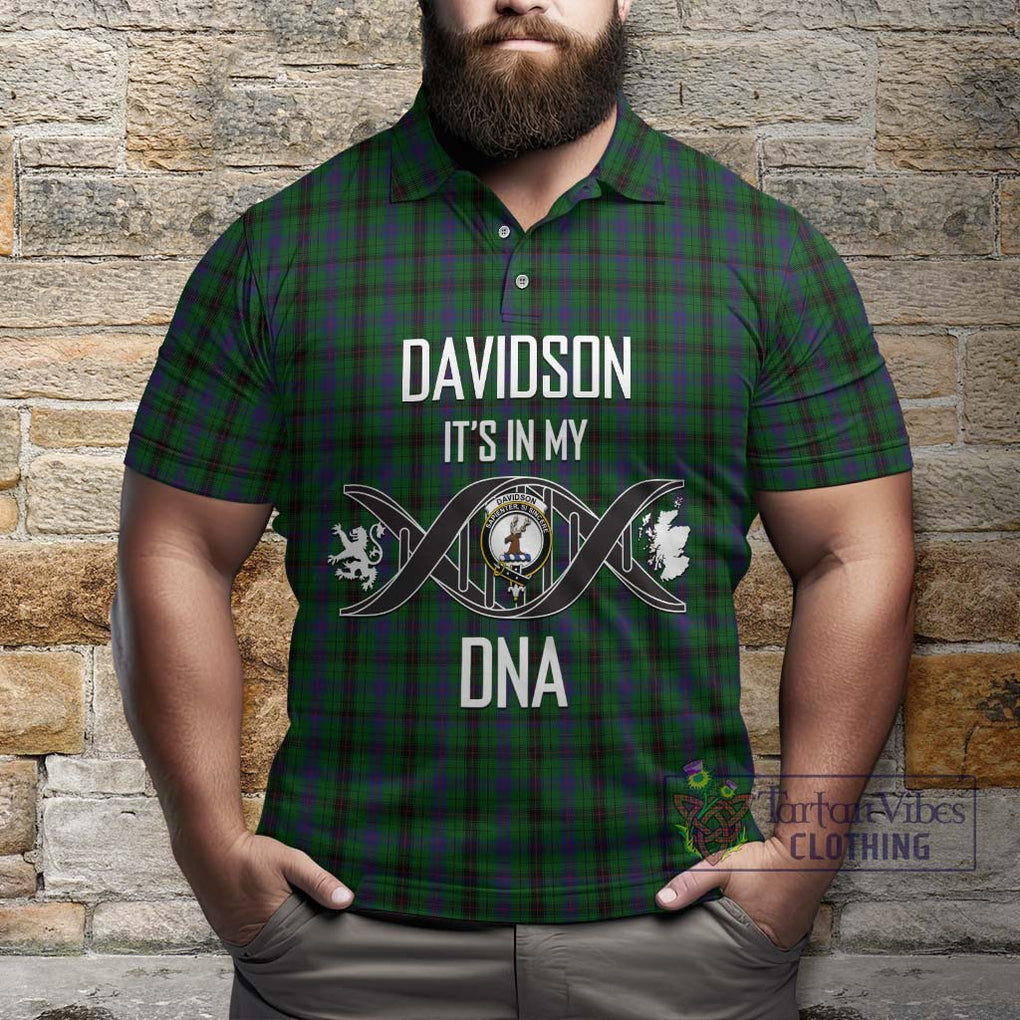 Davidson Tartan Polo Shirt with Family Crest DNA In Me Style Kid - Tartanvibesclothing Shop