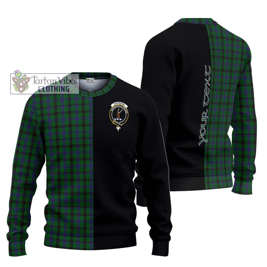 Davidson Tartan Knitted Sweater with Family Crest and Half Of Me Style Unisex - Tartanvibesclothing Shop