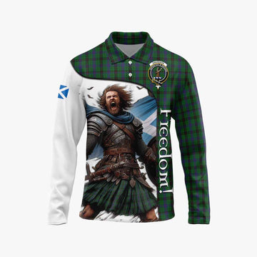 Davidson Crest Tartan Long Sleeve Polo Shirt Inspired by the Freedom of Scottish Warrior