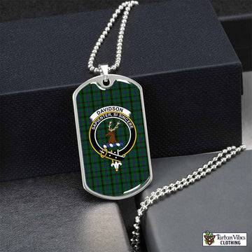 Davidson Tartan Dog Tag Necklace with Family Crest