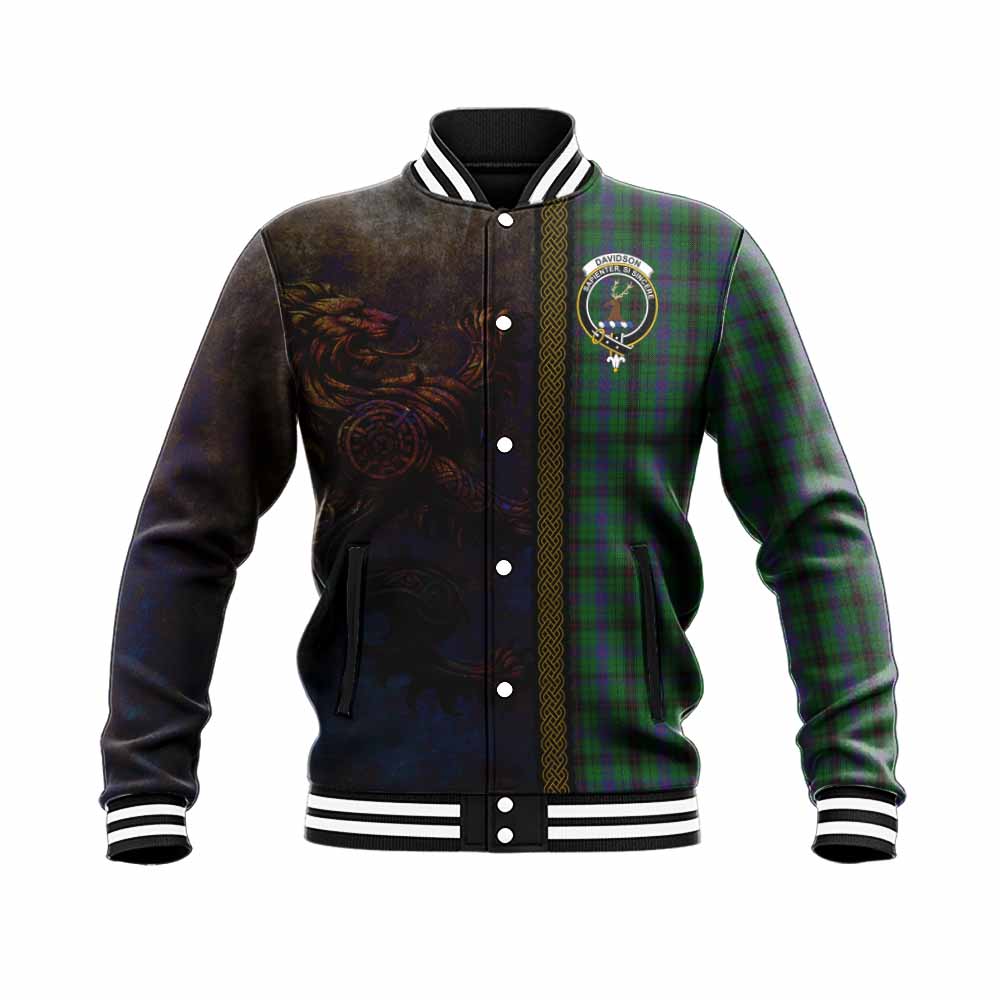 Davidson Tartan Family Crest Baseball Jacket Alba Gu Brath Be Brave Lion Ancient Style Unisex - Tartan Vibes Clothing