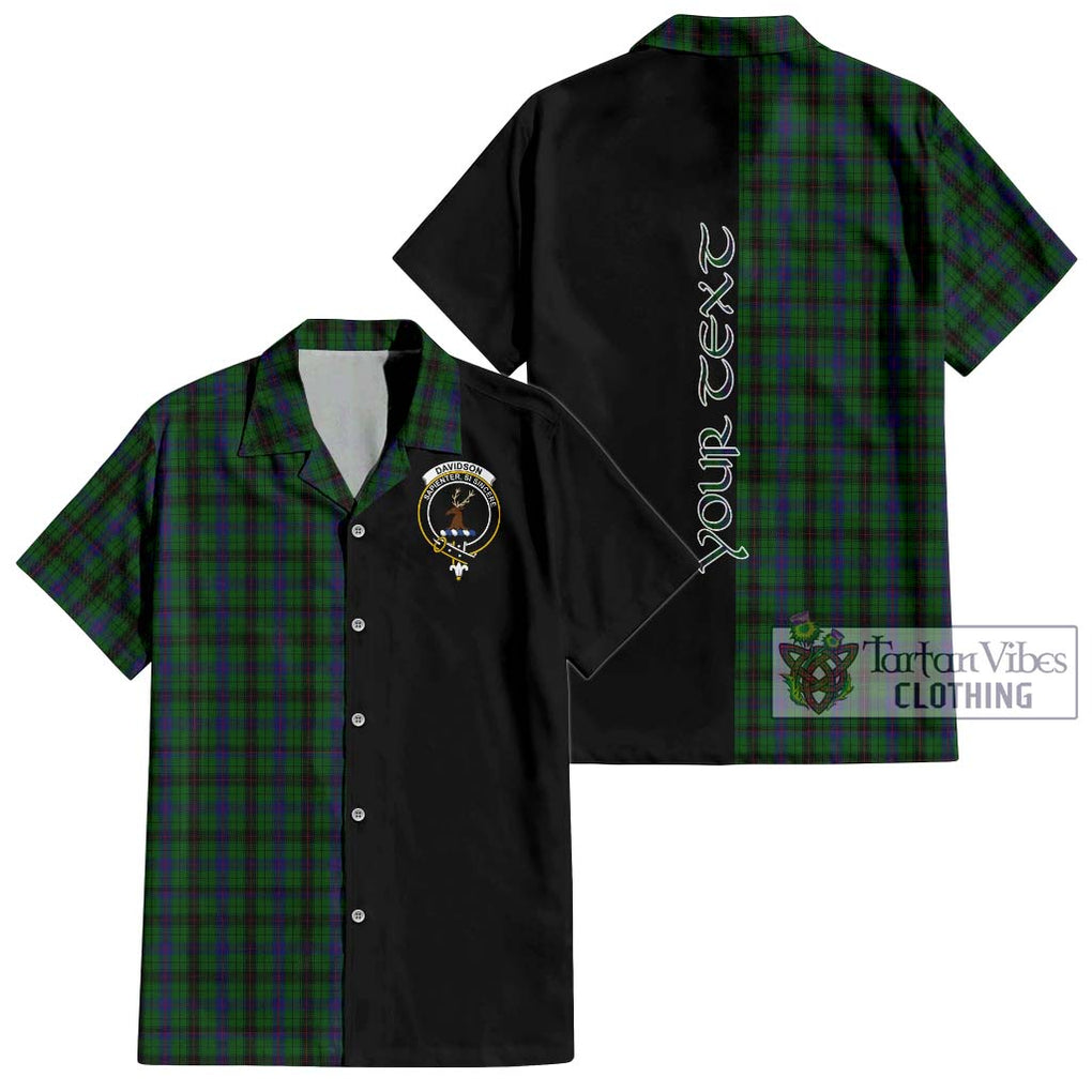 Davidson Tartan Short Sleeve Button Shirt with Family Crest and Half Of Me Style Kid - Tartanvibesclothing Shop