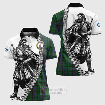 Davidson Tartan Clan Crest Women's Polo Shirt with Highlander Warrior Celtic Style