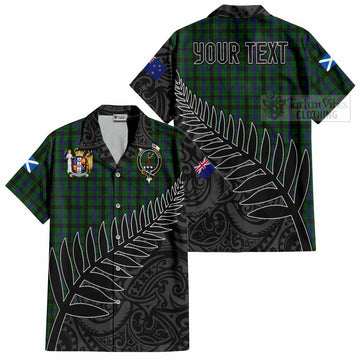 Davidson Crest Tartan Short Sleeve Button Shirt with New Zealand Silver Fern Half Style