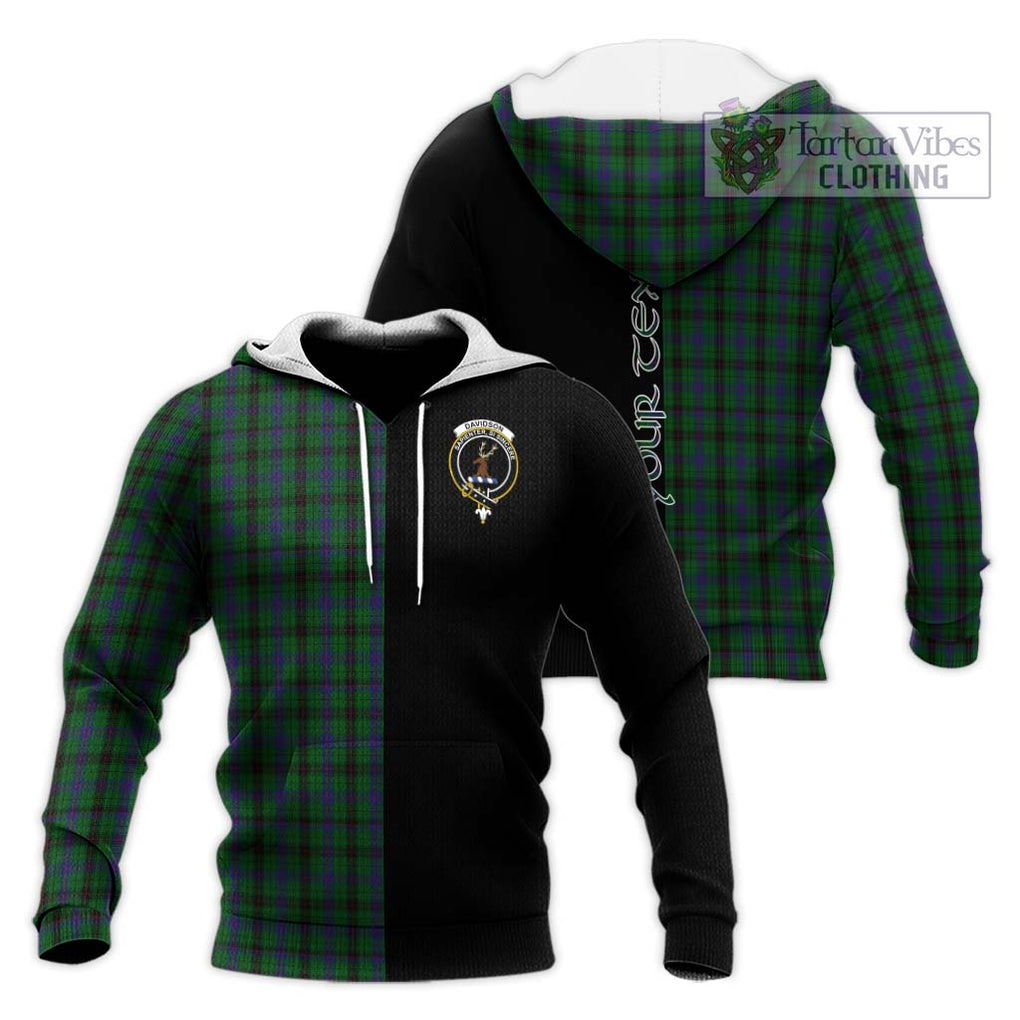 Davidson Tartan Knitted Hoodie with Family Crest and Half Of Me Style Unisex Knitted Pullover Hoodie - Tartanvibesclothing Shop