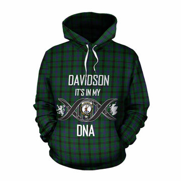 Davidson Tartan Cotton Hoodie with Family Crest DNA In Me Style