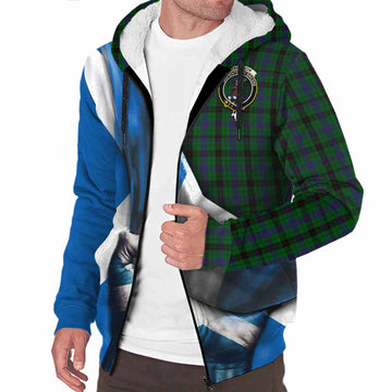 Davidson Tartan Sherpa Hoodie with Family Crest Scotland Patriotic Style