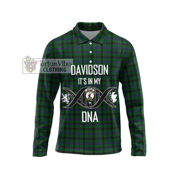 Davidson Tartan Long Sleeve Polo Shirt with Family Crest DNA In Me Style Unisex - Tartan Vibes Clothing