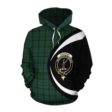 Davidson Tartan Cotton Hoodie with Family Crest Circle Style