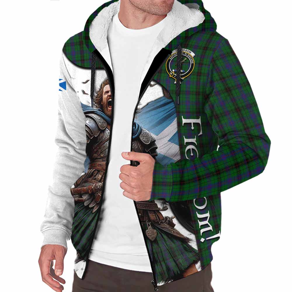 Tartan Vibes Clothing Davidson Crest Tartan Sherpa Hoodie Inspired by the Freedom of Scottish Warrior