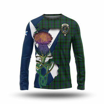 Davidson Tartan Family Crest Long Sleeve T-Shirt Scottish Thistle Celtic Inspired Unisex - Tartan Vibes Clothing