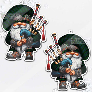 Davidson Tartan Bagpiper Gnome Christmas Ornament