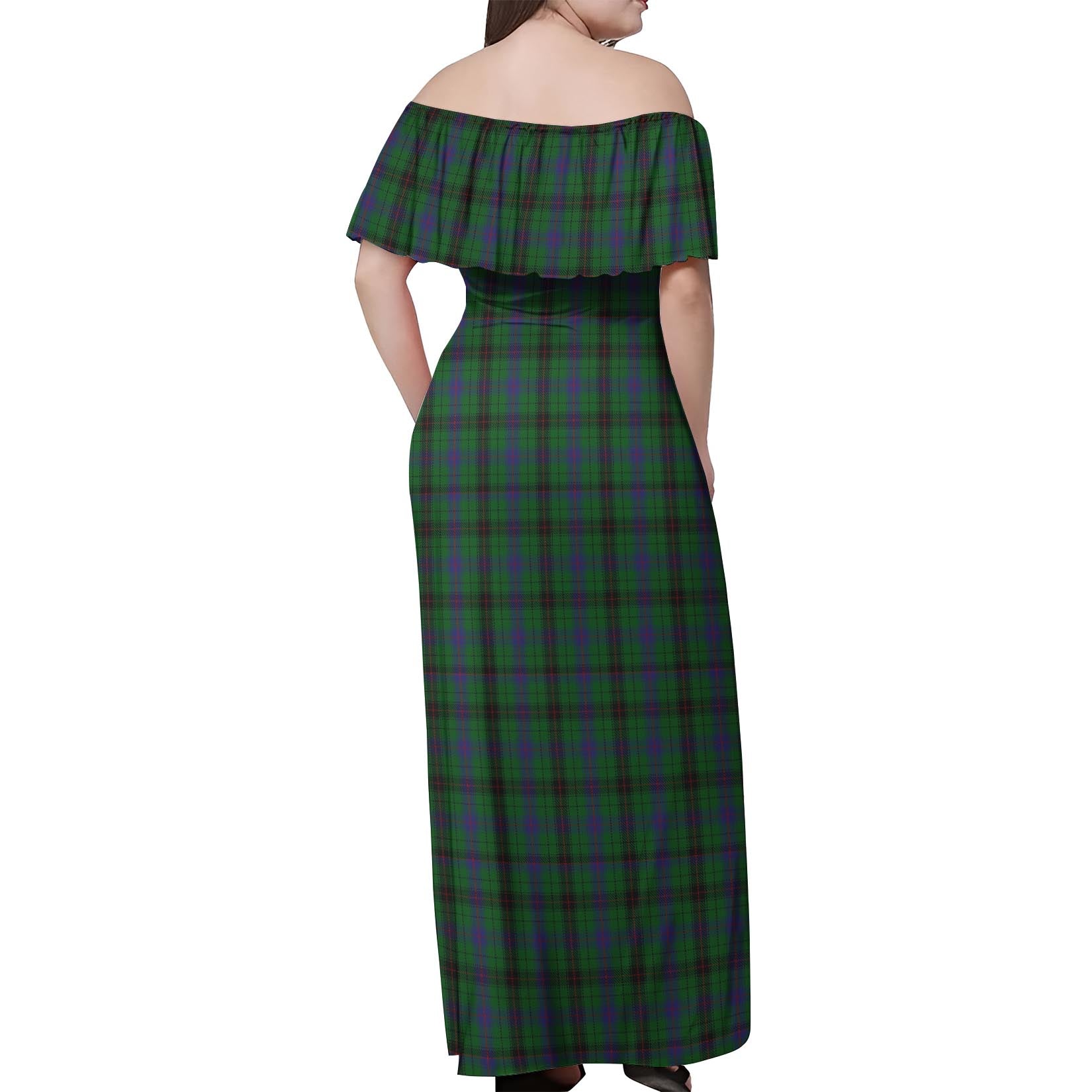 Davidson Tartan Off Shoulder Long Dress - Tartanvibesclothing