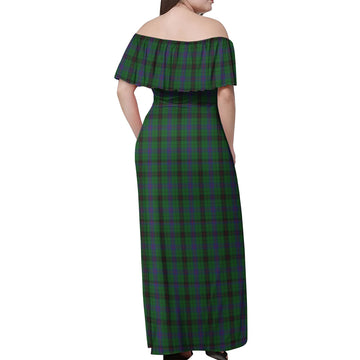 Davidson Tartan Off Shoulder Long Dress