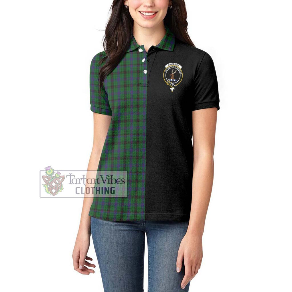 Davidson Tartan Women's Polo Shirt with Family Crest and Half Of Me Style - Tartanvibesclothing Shop