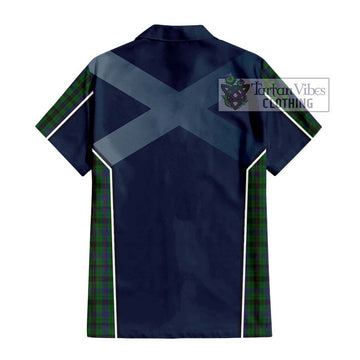 Davidson Tartan Short Sleeve Button Shirt with Family Crest and Lion Rampant Vibes Sport Style