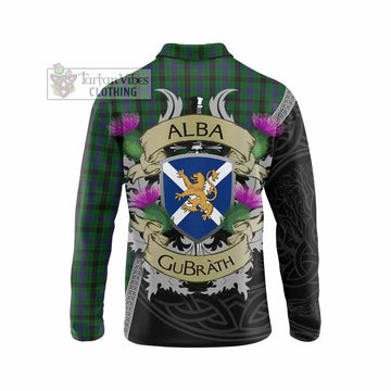 Davidson Tartan Family Crest Long Sleeve Polo Shirt Lion Rampant Royal Thistle Shield Celtic Inspired - Tartan Vibes Clothing